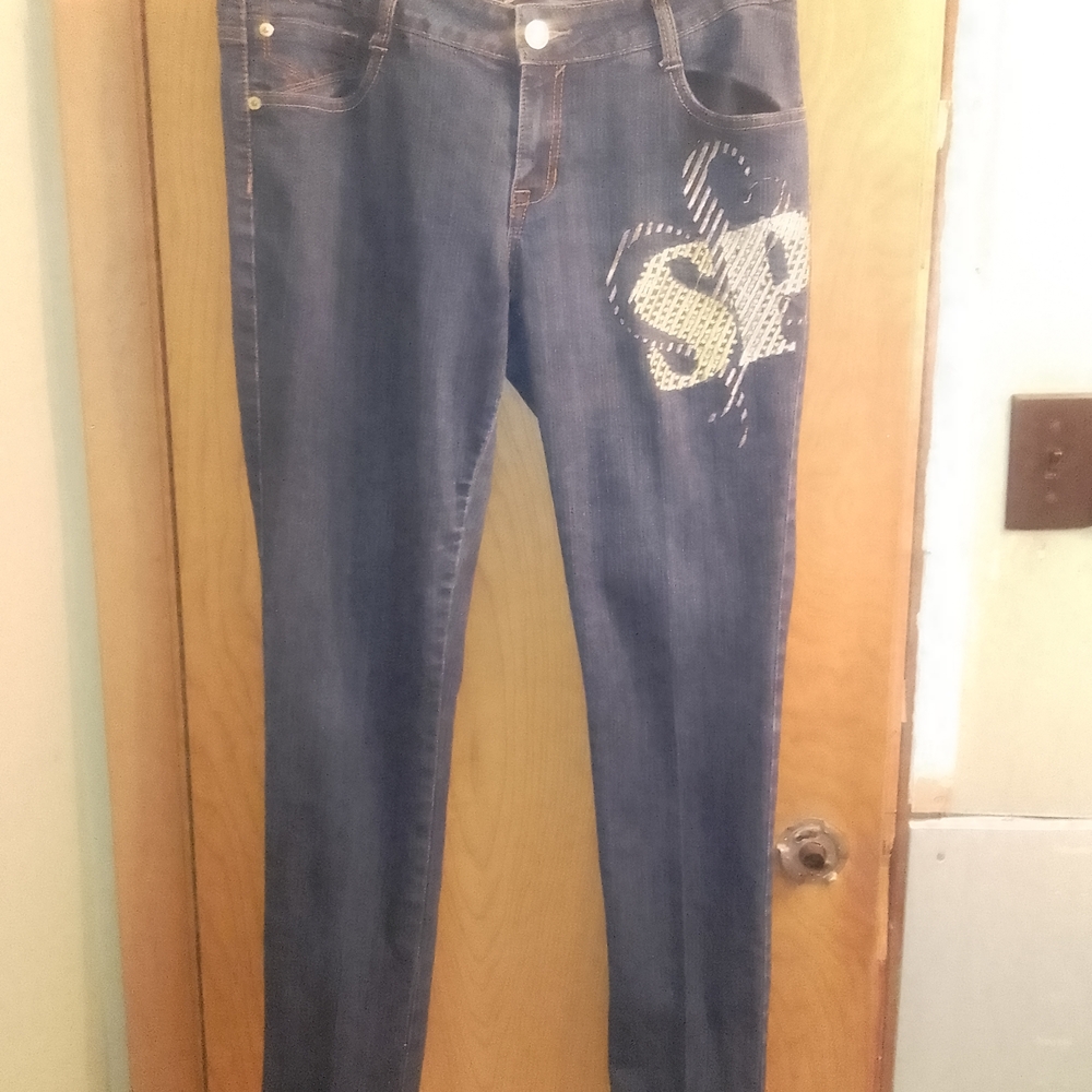 South Pole‎ Y2K  Blue Skinny Jeans with Embellished Logo